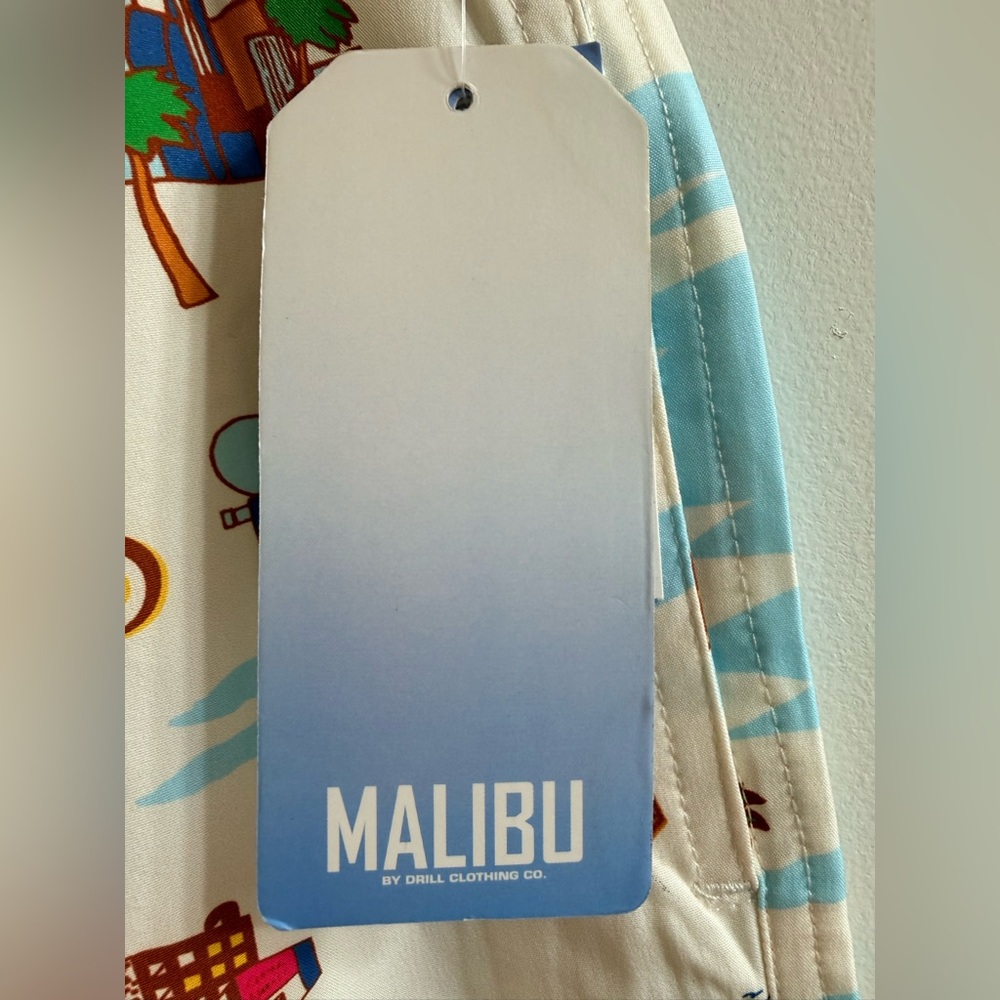 Malibu Drill Clothing Co Hollywood Print Men's Swim Trunks Size S - Picture 5 of 9